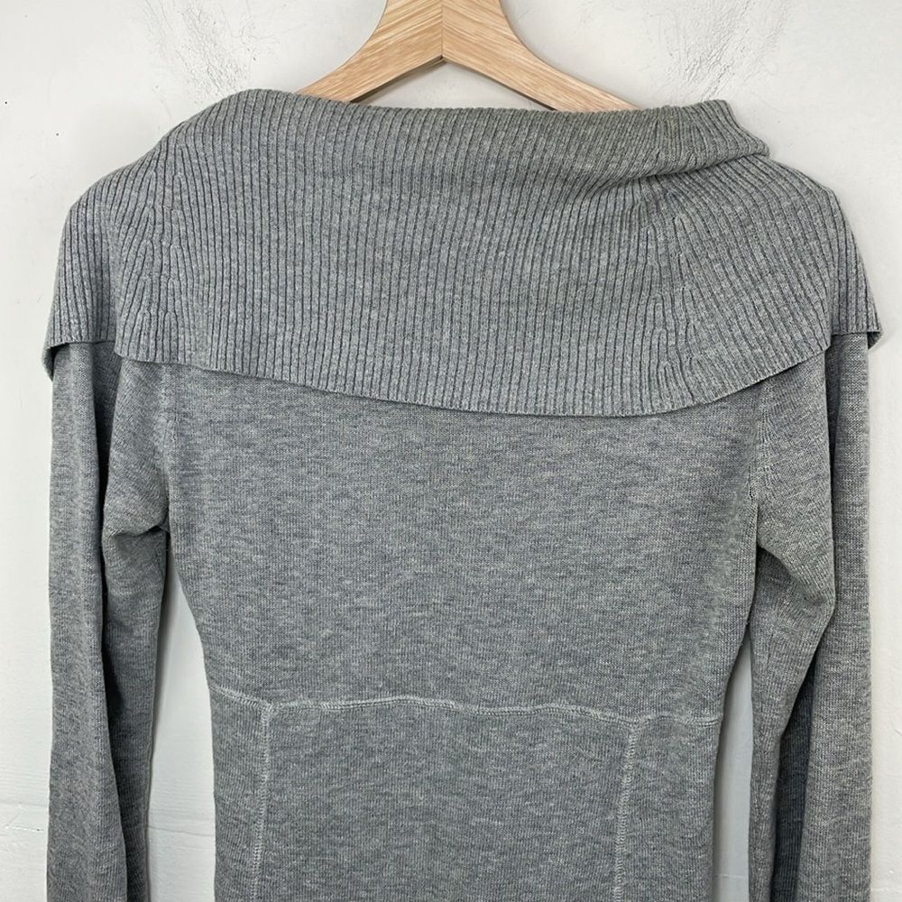 Athleta Sochi Cowl neck Wrap Dress lightweight Sweater long sleeves size XS Gray - Picture 6 of 12
